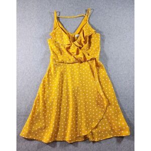 Speechless Women's Fashion Tank Top, Yellow Polka Dot Shirt, Ruffles, Size XS